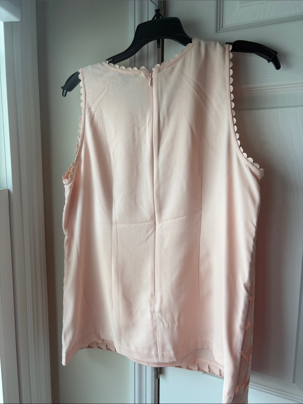 Ann Taylor Textured Blush Pink Sleeveless Lace Overlay Top - Picture 2 of 3